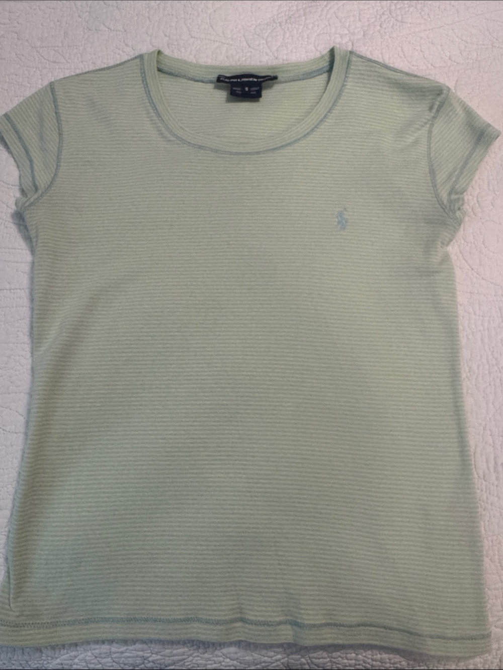 Ralph Lauren Girls' Pale Mint Short Sleeve Ribbed Tee
